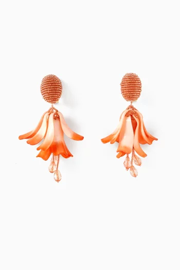 أقراط متدلية بمشبك وتصميم بتلات نحاس بلون ذهبي