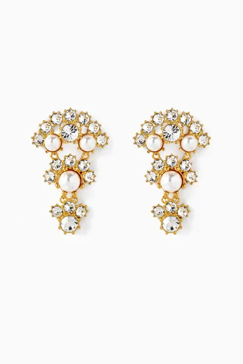 أقراط متدلية بتصميم مقوس مرصعة بالكريستال نحاس بلون ذهبي