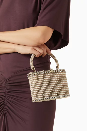 حقيبة هولي ليبلولا بيد علوية مرصعة بالكريستال نحاس مطلي بلون ذهبي