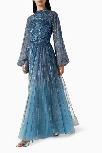 Ombré Sequin-embellished Gown