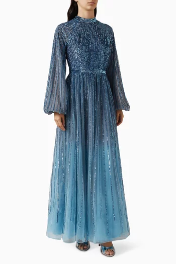 Ombré Sequin-embellished Gown