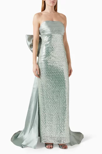 Embellished Bow Train Gown