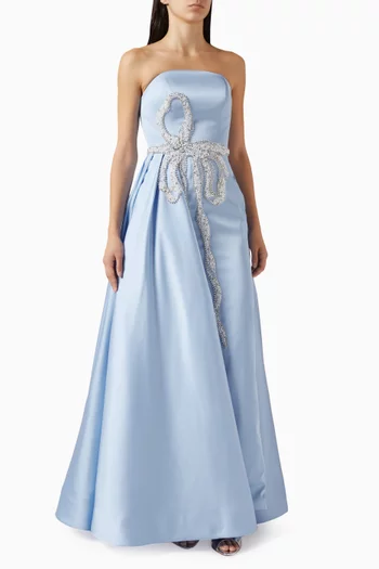 Embellished Gown in Satin