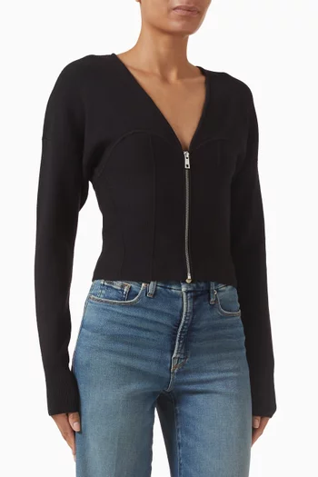 سترة بصدرية بتصميم مشد وسحّاب قماش منسوج