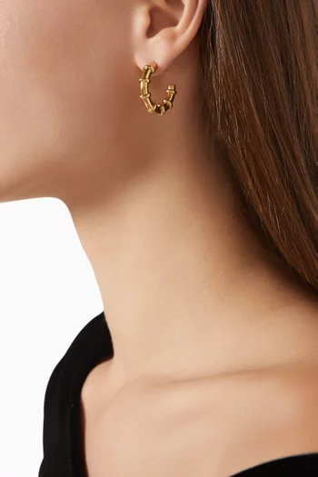 Pavet Hoop Earrings in 18kt Gold-plated Metal