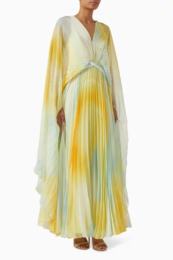 Anslow Pleated Maxi Dress in Georgette