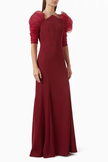 Embellished Gown in Crepe & Organza