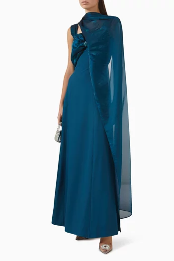 Shawl Dress in Crepe & Organza