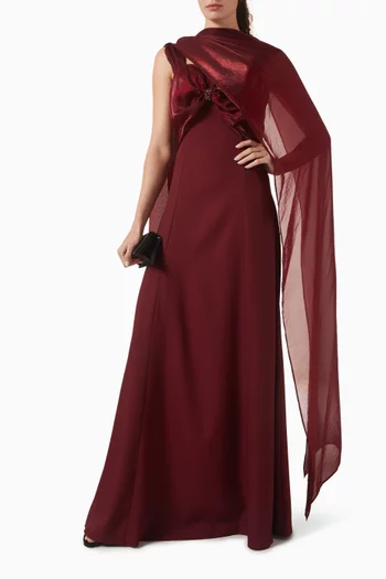 Shawl Dress in Crepe & Organza