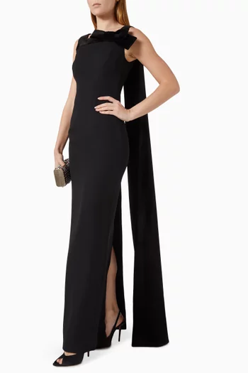Harley Cape Maxi Dress in Crepe
