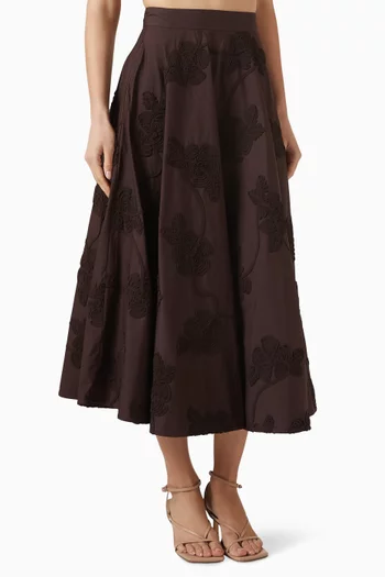 تنورة طويلة بزهور بارزة قطن