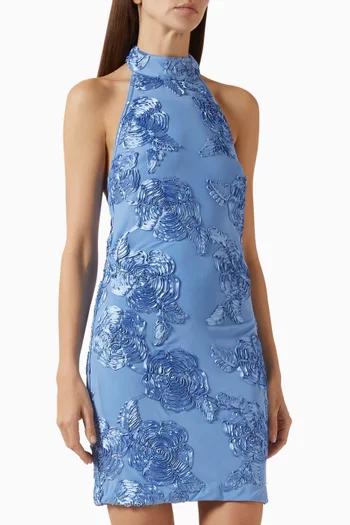 Floral-embroidered Mini Dress