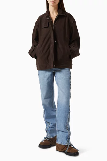 Oversized Jacket in Suede Leather