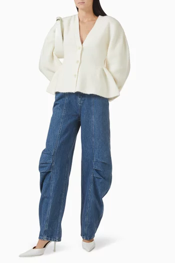 كارديغان منسوج بتصميم جرس مزيج صوف ألبكة