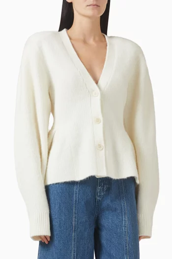 كارديغان منسوج بتصميم جرس مزيج صوف ألبكة