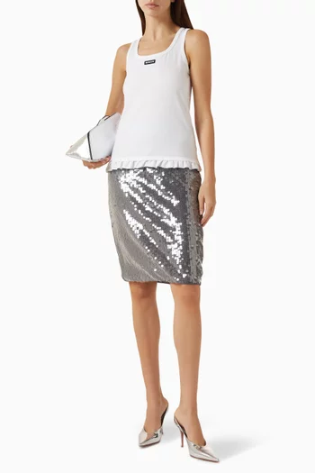 Ruffle-hem Tank Top in Cotton Blend