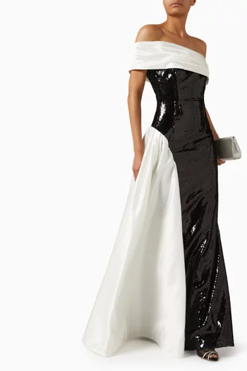 One-shoulder Sequin Gown