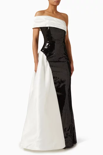 One-shoulder Sequin Gown