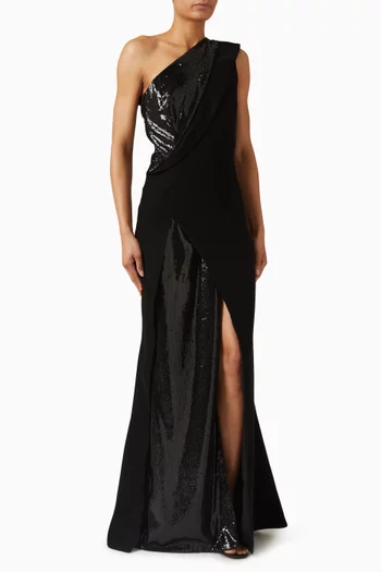 One-shoulder Sequin Gown