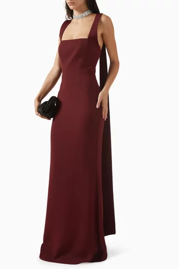 Square-neck Cape Maxi Dress