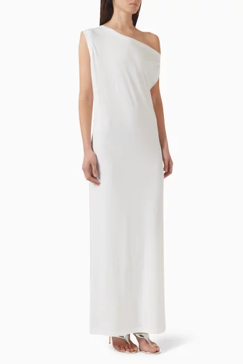 Drop-shoulder Slit Dress in Poly Lycra