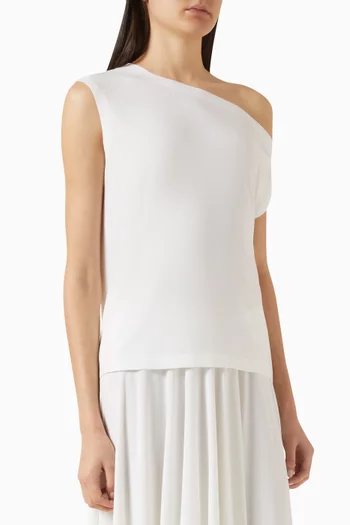 بلوزة بكتف منسدل بوليستر وليكرا