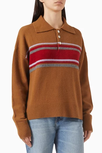 Stripe Polo Sweater in Cashmere