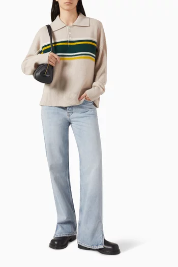 Stripe Polo Sweater in Cashmere