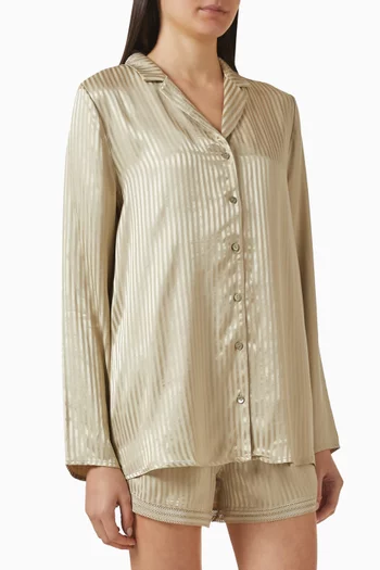 قميص بيجاما بنقشة مخططة