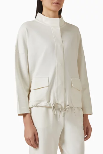 Drawstring-hem Cardigan in Organic Cotton Terry