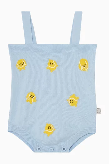 Happy Baseball Knit Romper