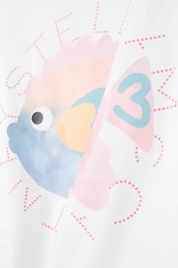 تي شيرت بطبعة شعار الماركة قطن