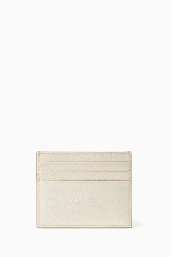 Logo Card Holder in Saffiano Leather