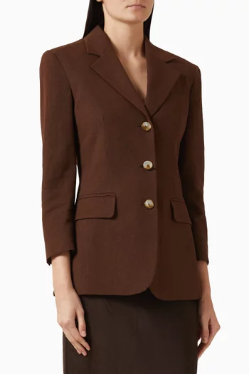 جاكيت بصف أزرار مزيج كتان