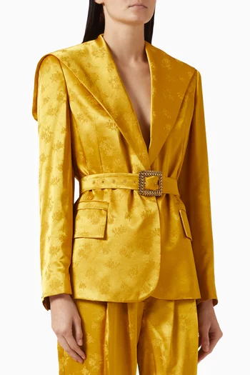 Belted Jacquard Blazer