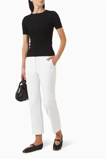 Crop Flared Pants in Stretch-cotton