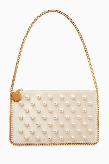 Falabella Pearl-embellished Pochette in Eco Satin