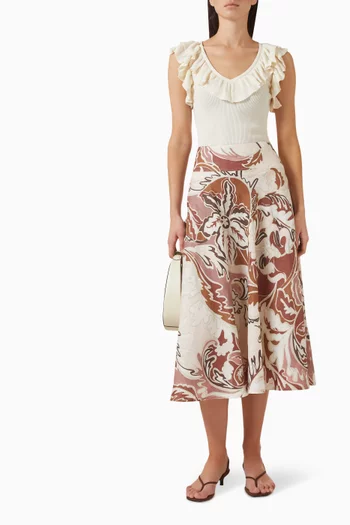 بلوزة بكشكش نسيج مضلع