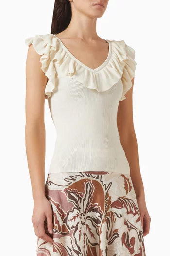 بلوزة بكشكش نسيج مضلع