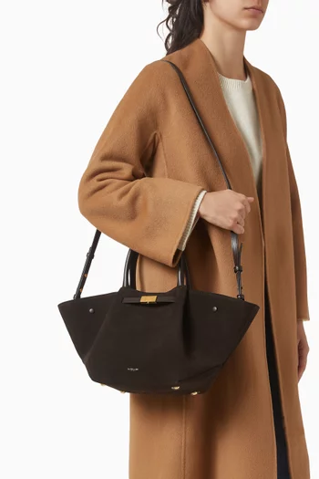 Midi New York Trapeze Tote Bag in Suede