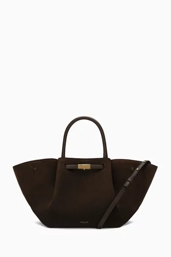 Midi New York Trapeze Tote Bag in Suede