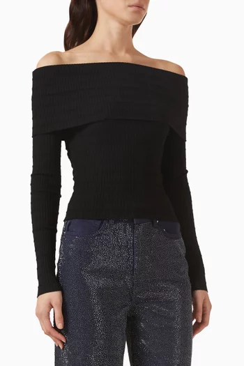 سترة بفتحة رقبة مطوية مزيج فيسكوز