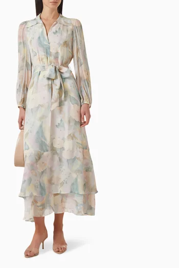 Floral-print Maxi Dress in Georgette