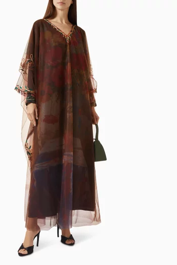 Printed Thoub in Tulle