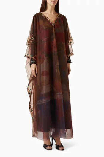 Printed Thoub in Tulle