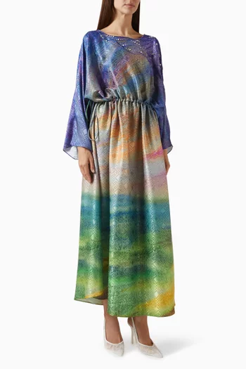 فستان مزين بنقشة حرير جاكار