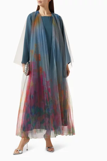 Abaya & Dress Set in Tulle & Crepe