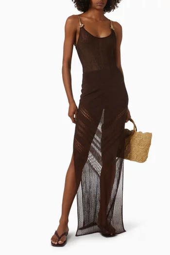 تنورة ميركانتور طويلة منسوجة بخصر مرتفع