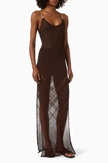 تنورة ميركانتور طويلة منسوجة بخصر مرتفع