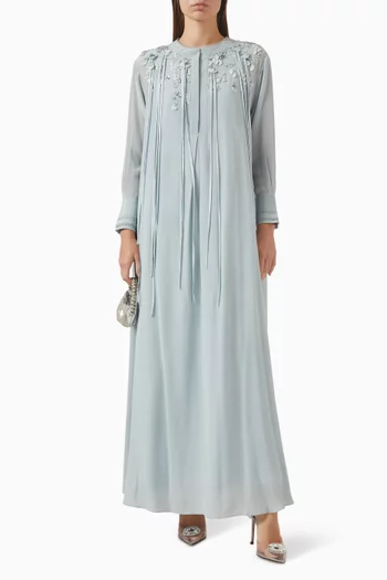 فستان اورين مزين بتطريزات حرير كريب